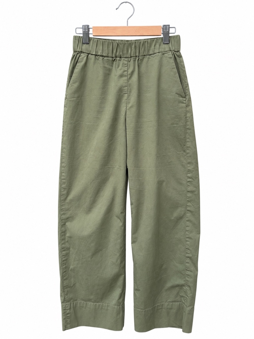 Everlane Pants Trousers Pull On Style Baggie Barrel olive green